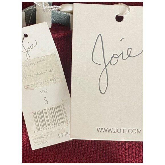 Joie Zephyrine $258 NWT CASHMERE-Blend Crew Neck Sweater in Deep Scarlet Sz S - Picture 6 of 10